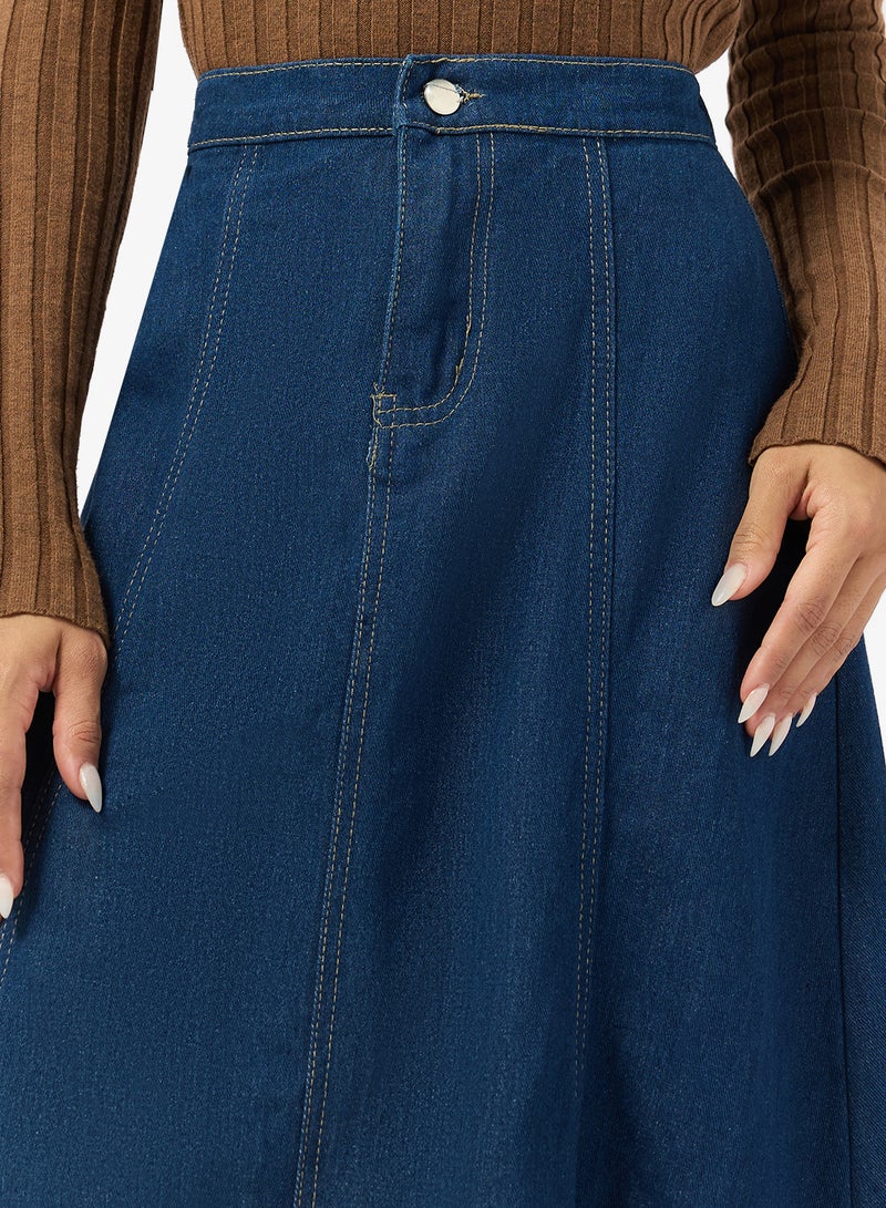 Ginger Denim A Line Midi Skirt - Image 3